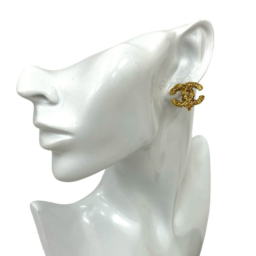 CHANEL Vintage Gold Logo Earrings